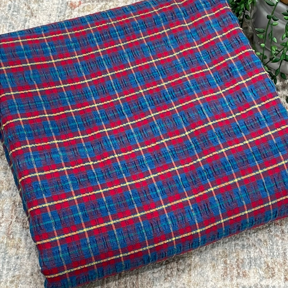 Plaid seersucker fabric
